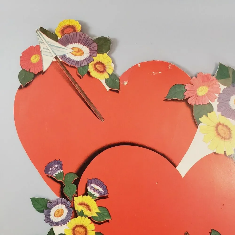 Valentine Heart Arrow Flowers Die Cut Paper Décor Double Sided Flocked Heart